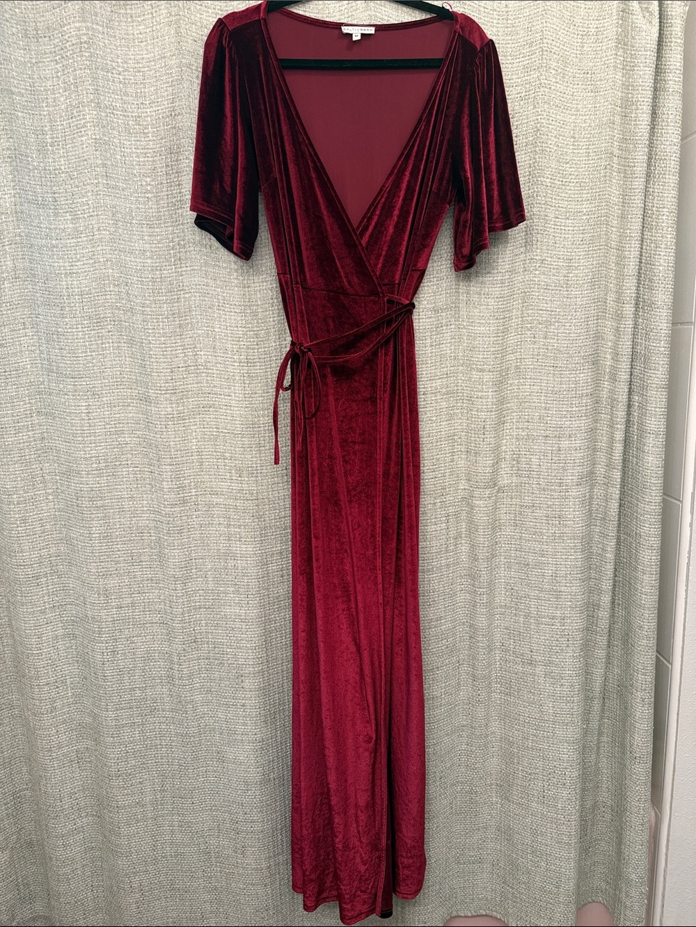 Baltic Born Deep Red Velvet Wrap Maxi Dress